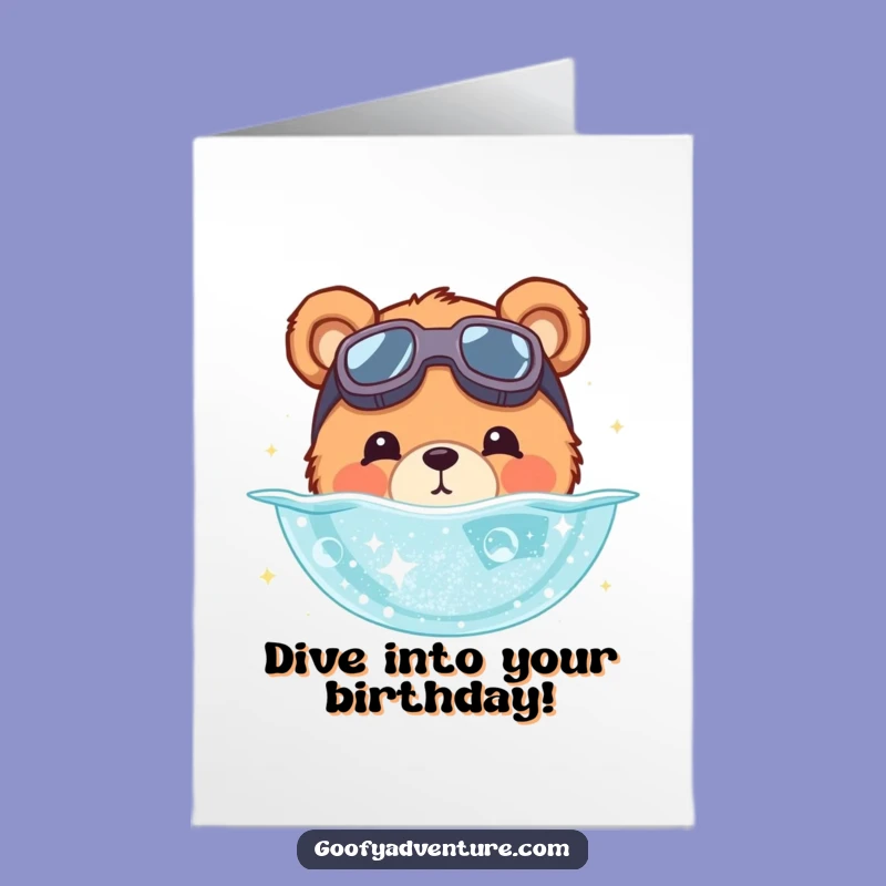 Free Printable Birthday Card: Bear Star Goggles Dive, Cosmic Birthday Download