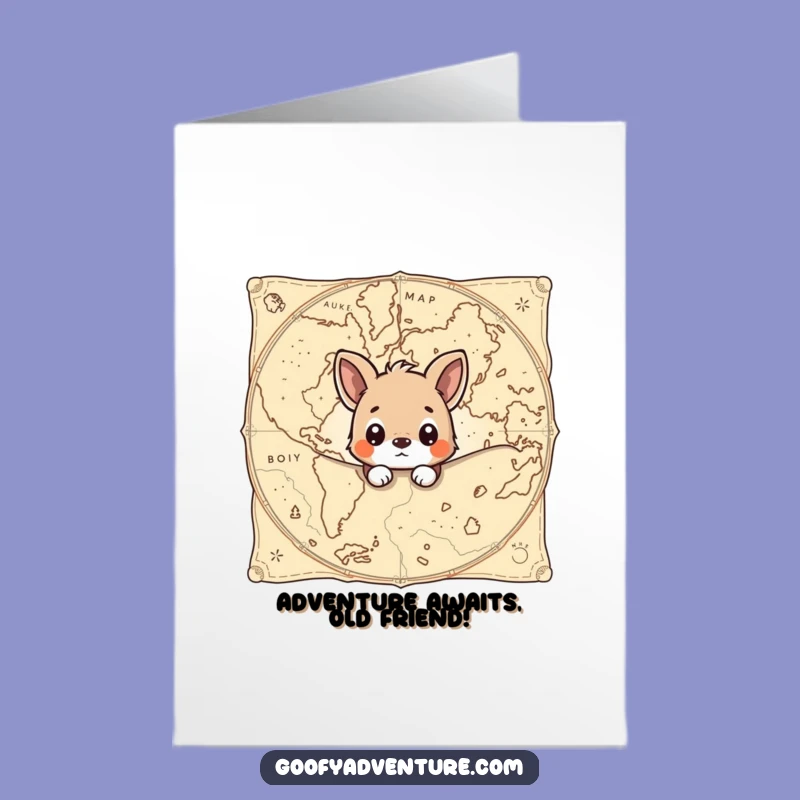 Free Printable Birthday Card: Curious Animal Map Adventure Funny Downloadable Gift