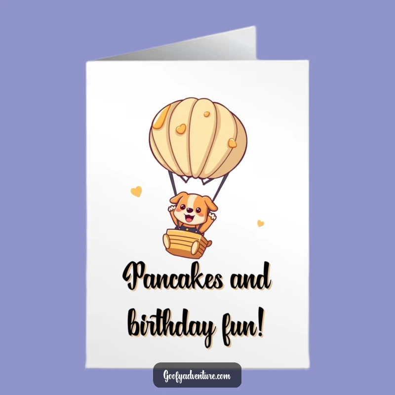 Free Printable Birthday Card: Dog Pancake Balloon Jump, Funny Birthday Download