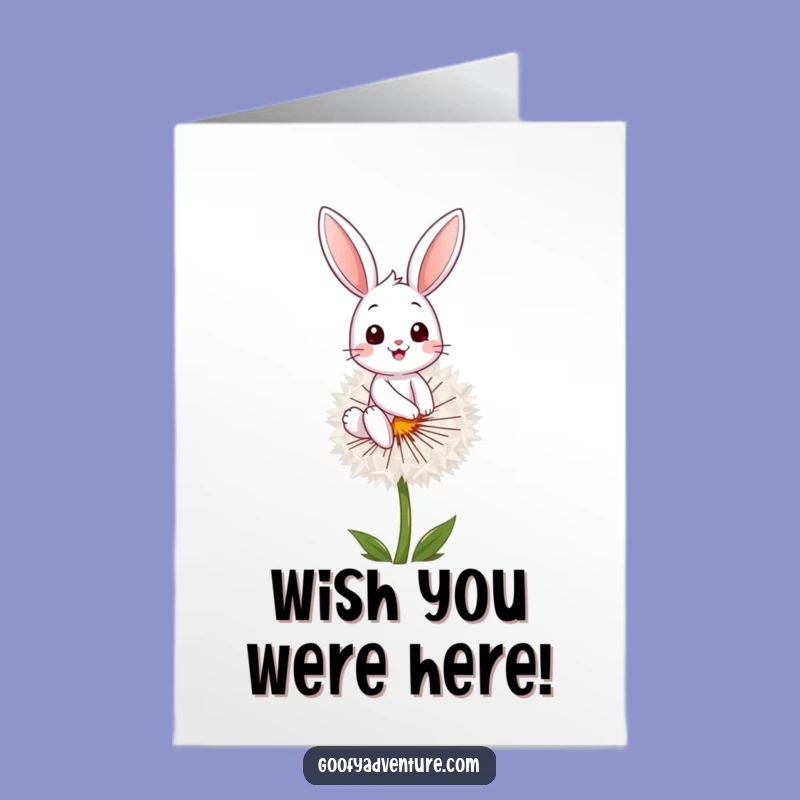 Free Printable Birthday Card: Funny Bunny on Dandelion Seed, Hilarious Downloadable Gift