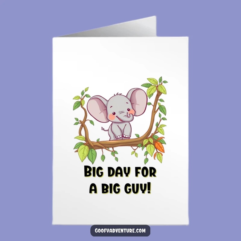 Free Printable Birthday Card: Happy Elephant Jungle Fun Humor Downloadable Gift