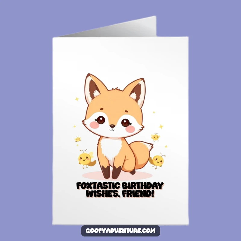 Free Printable Birthday Card Kawaii Fox Firefly Parade Funny Downloadable