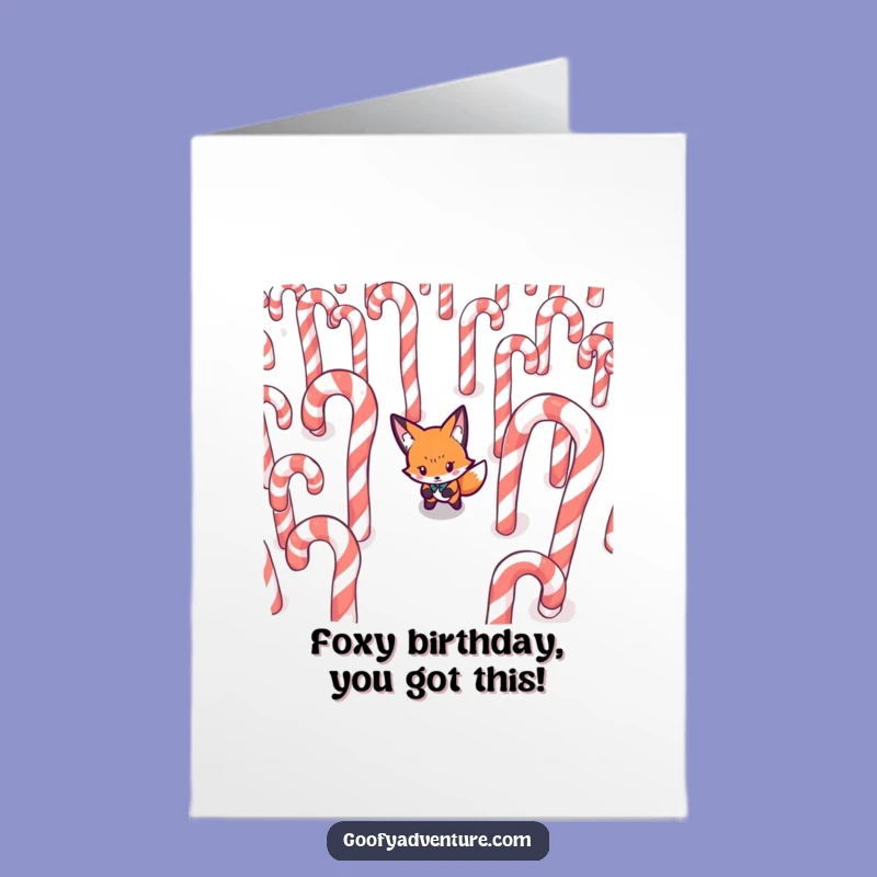 Free Printable Fox Birthday Card: Candy Cane Maze Humor Downloadable