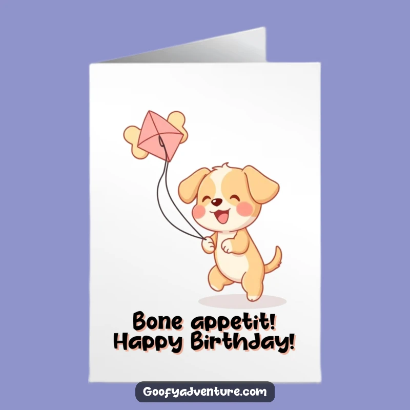 Free Printable Puppy Birthday Card: Funny Bone Kite Dog Downloadable Greeting
