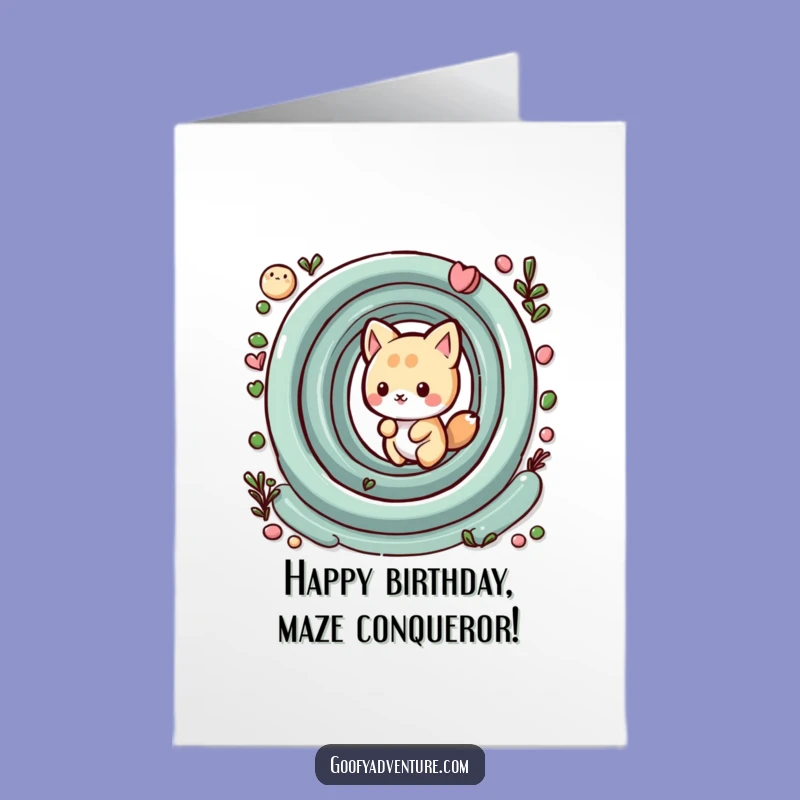 Free Printable Kawaii Maze Card: Funny Birthday Downloadable Gift