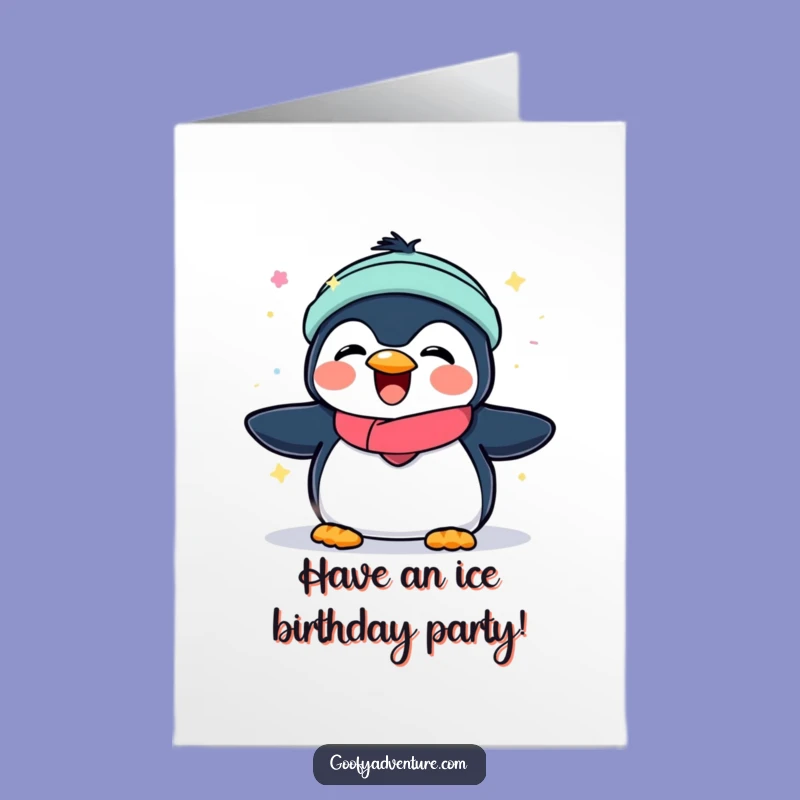 Free Printable Birthday Card: Penguin's Aurora Joy, Magical Downloadable Gift for a Bright Day