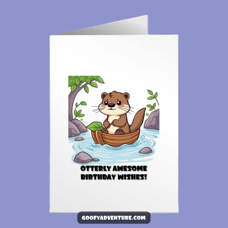 Free Printable Birthday Card: Otter Navigates River, Funny Downloadable Gift