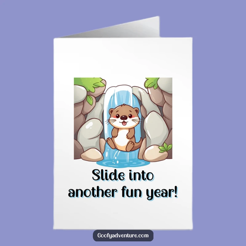 Free Printable Birthday Card: Sliding Otter Fun, Splashy Downloadable Gift for a Joyful Celebration!