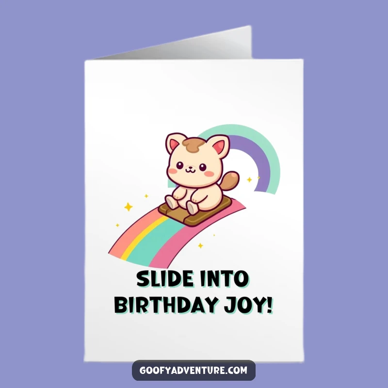 Free Printable Birthday Card: Rainbow Rider Animal, Downloadable Joyful Gift