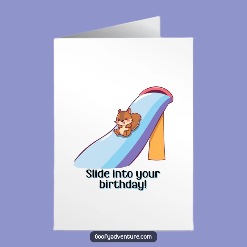 Free Printable Birthday Card: Squirrel on Rainbow, Fun Downloadable Gift