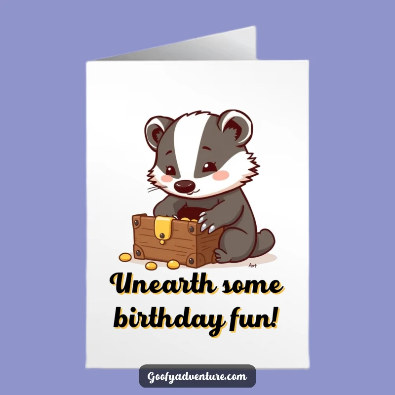 Free Printable Birthday Card: Badger Finds Treasure, Funny Downloadable Gift