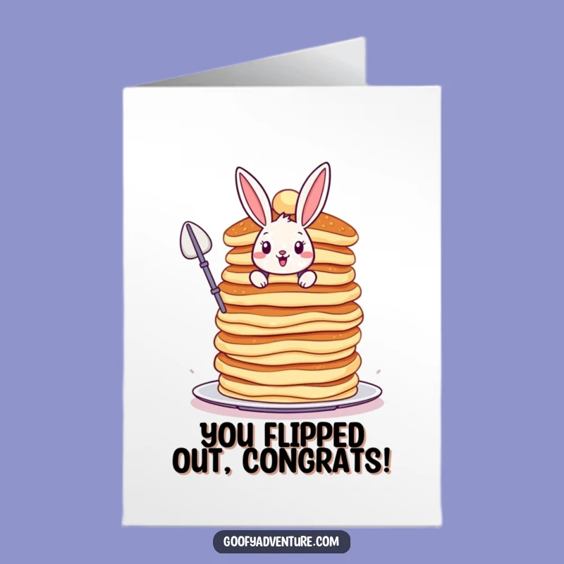 Free Printable Bunny Congrats Card: Pancake Climb Humor Downloadable