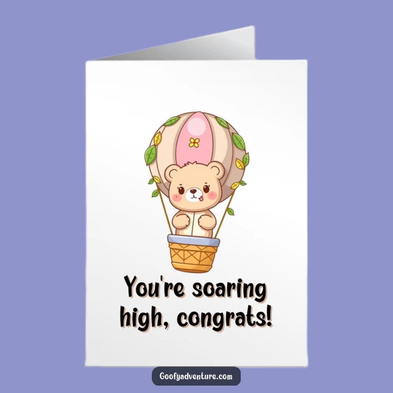 Free Printable Congrats Card: Bear's Ascent, Journey Success, Downloadable Greeting
