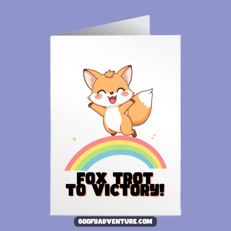 Free Printable Congratulations Card: Fox's Rainbow Jump, Funny DIY Downloadable Gift