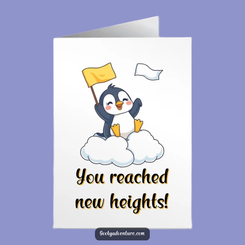 Free Printable Penguin Cloud Congratulations Card: Dream Achieved Downloadable Gift