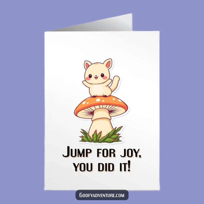 Free Printable Congrats Card: Kawaii Mushroom Leaper - Celebrate Big!