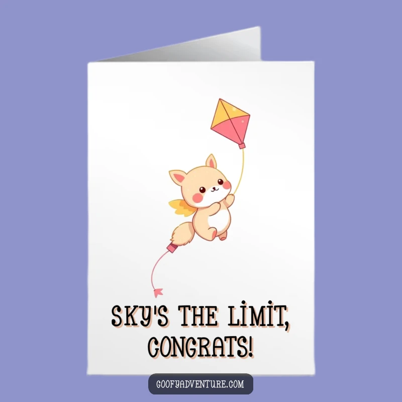 Free Printable Kawaii Kite Congrats: Funny Downloadable Gift