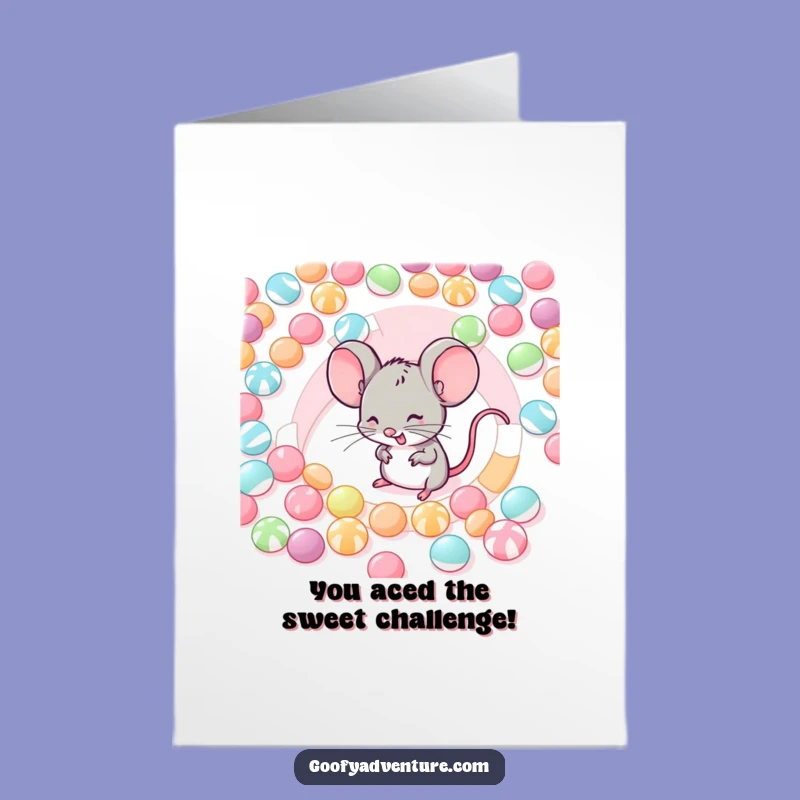 Free Printable Congrats Card: Mouse's Sweet Victory, Funny Downloadable Gift of Achievement