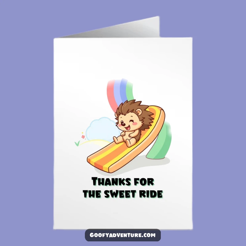 Free Printable Hedgehog Rainbow Thank You Card: Colorful Gratitude Downloadable Gift