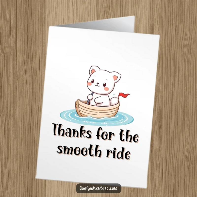 Funny Free Printable Thank You Card: Kawaii animal cheerfully sailing, expressing gratitude with a charming downloadable design.