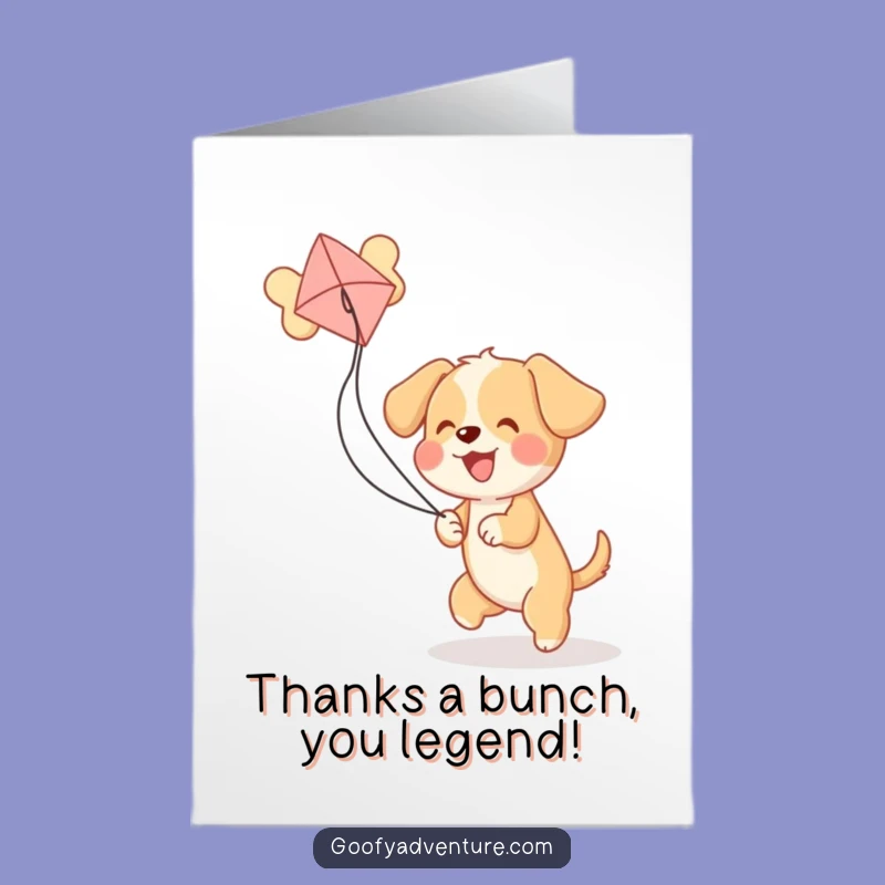 Free Printable Puppy Thank You Card: Funny Bone Kite Dog Downloadable