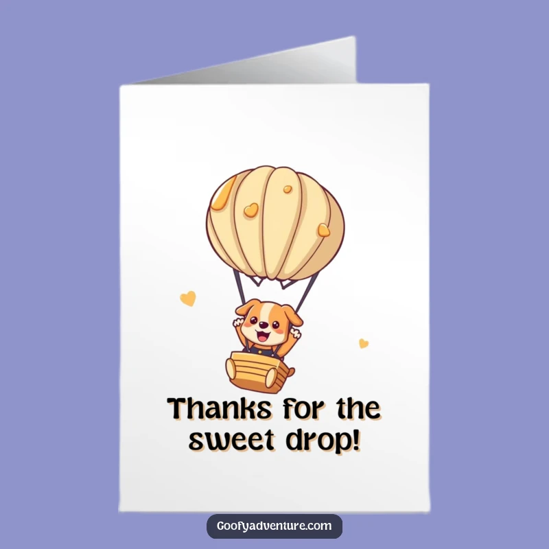 Free Printable Thank You Card: Dog Pancake Balloon Jump, Gratitude Download