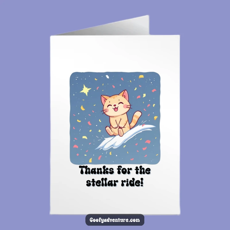 Free Printable Thank You Card: Funny Cat Confetti Wave, Cosmic Appreciation Gift