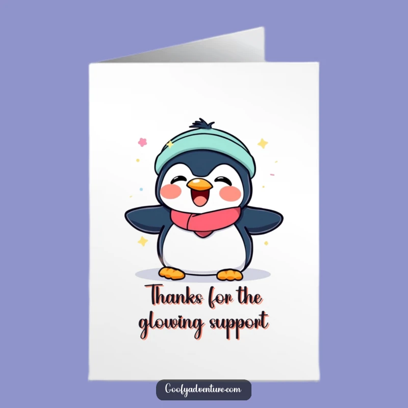 Free Printable Thank You Card: Penguin's Aurora Gratitude, Downloadable Gift of Thanks