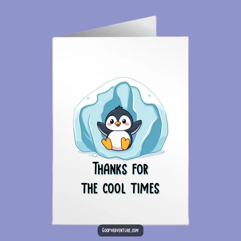 Free Printable Thank You Card: Penguin Sliding Gratitude Humor Downloadable Gift