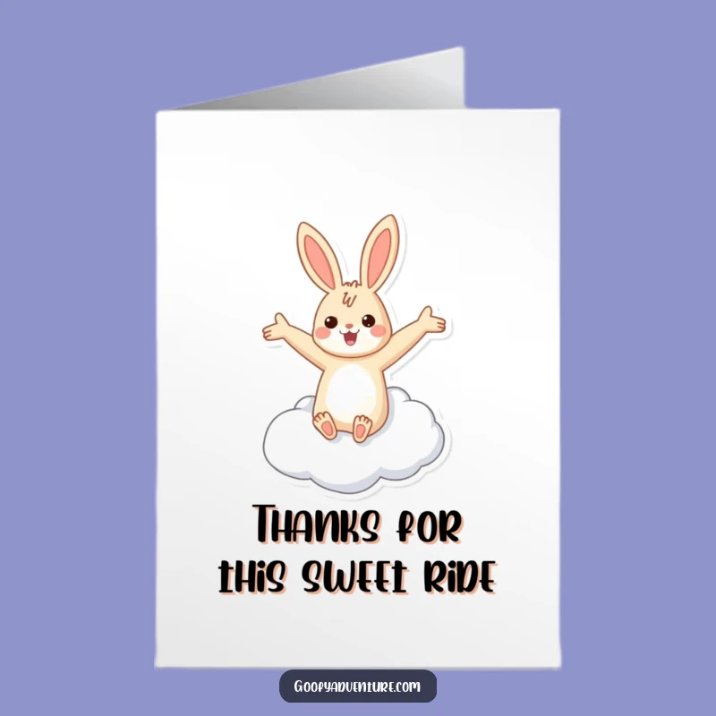 Free Printable Thank You Card: Rabbit Cloud Thanks, Hilarious DIY Downloadable Gift
