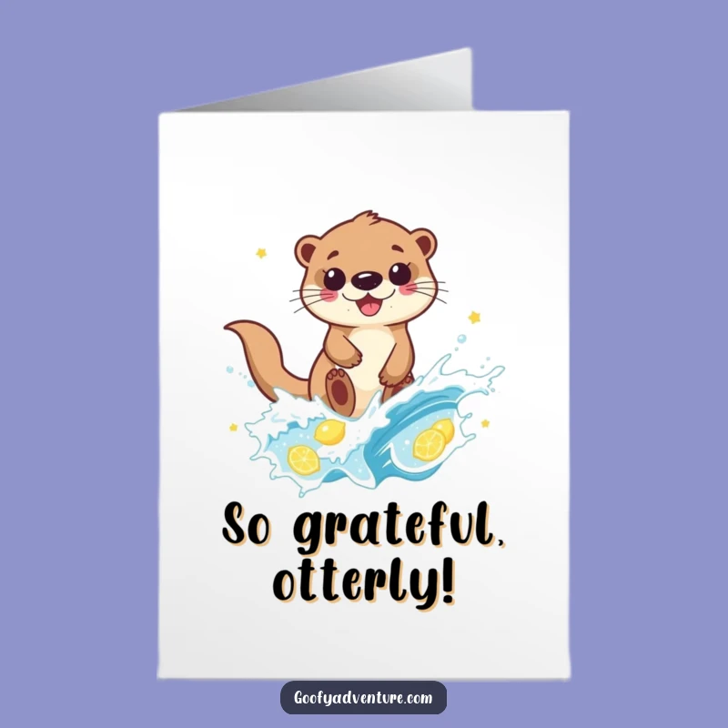 Free Printable Thank You Card: Otter Rides Lemonade Wave Funny Downloadable