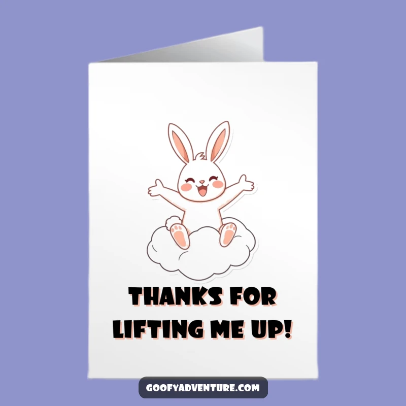 Free Printable Thank You Card: Grateful Rabbit on Cloud, Sweet Downloadable Gift of Thanks!