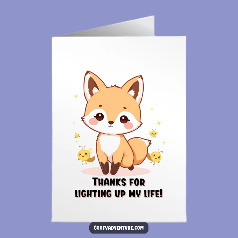 Free Printable Thank You Card Kawaii Fox Firefly Parade Funny Downloadable