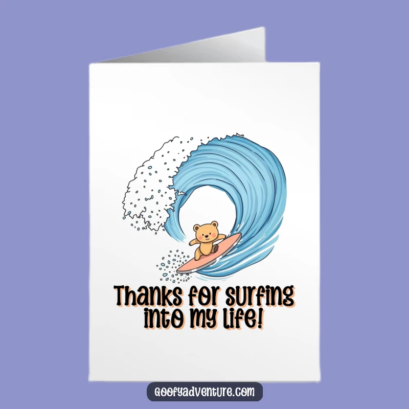 Free Printable Thank You Card: Grateful Surfer Bear Cub, Heartfelt Downloadable Gift of Thanks!