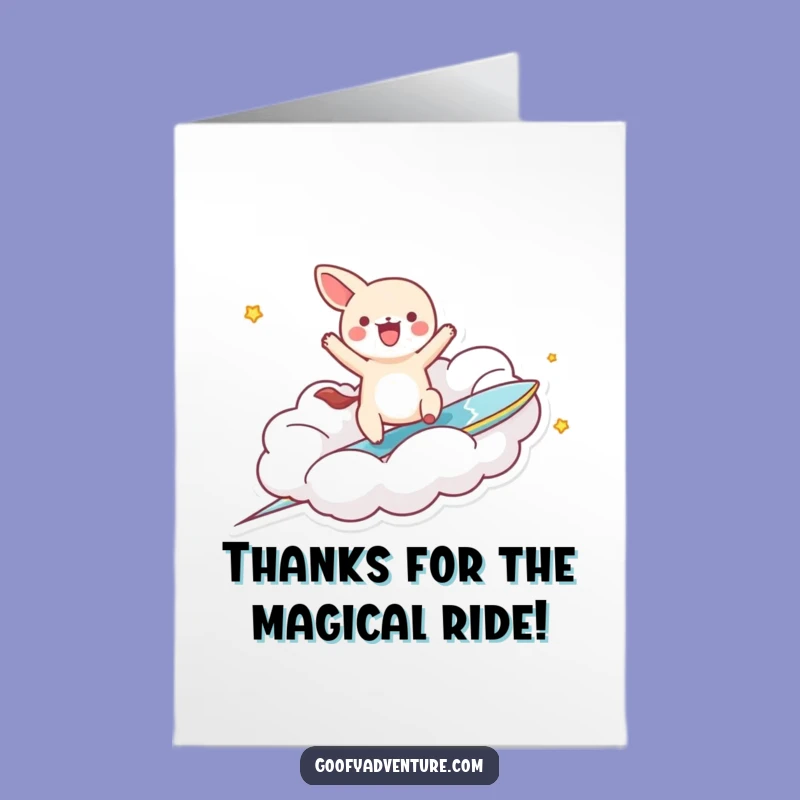 Free Printable Thank You Card: Kawaii Cloud Surfer Animal - Grateful & Funny!