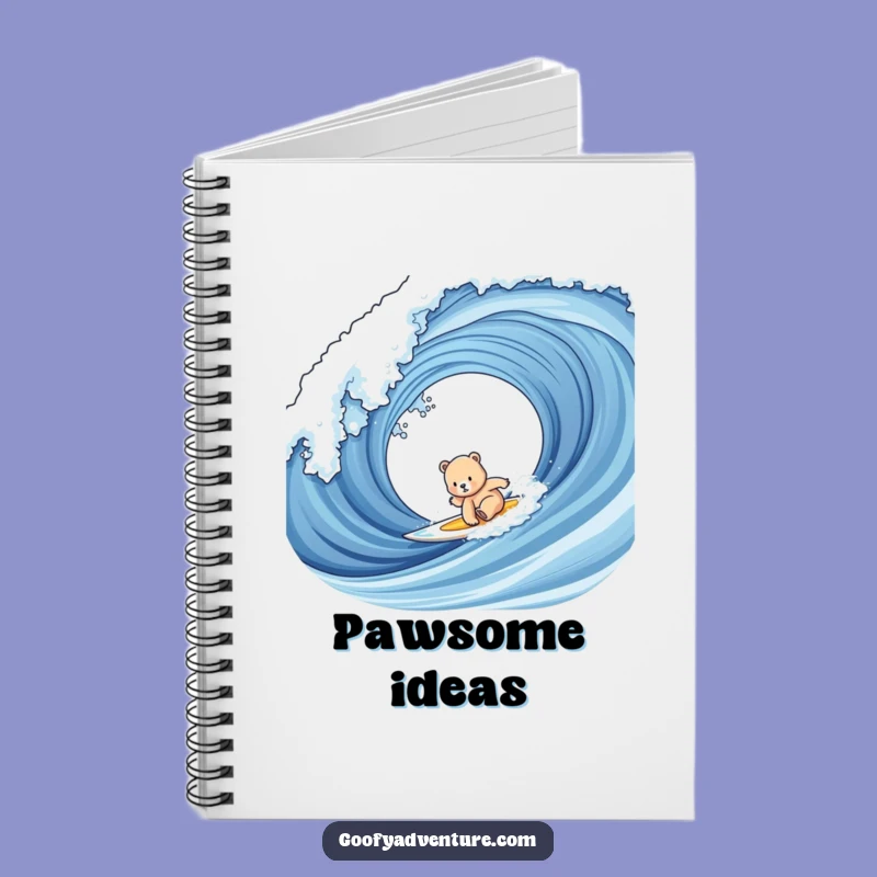Funny Bear Cub Surfing Notebook: Jot Down Adventures, Perfect Gift for Beach Lovers!