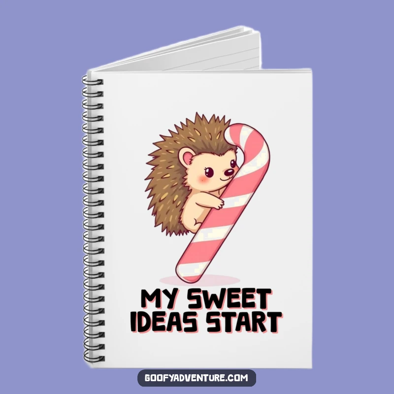 Funny Kawaii Hedgehog Candy Cane Climb Notebook - Holiday Journal Gift