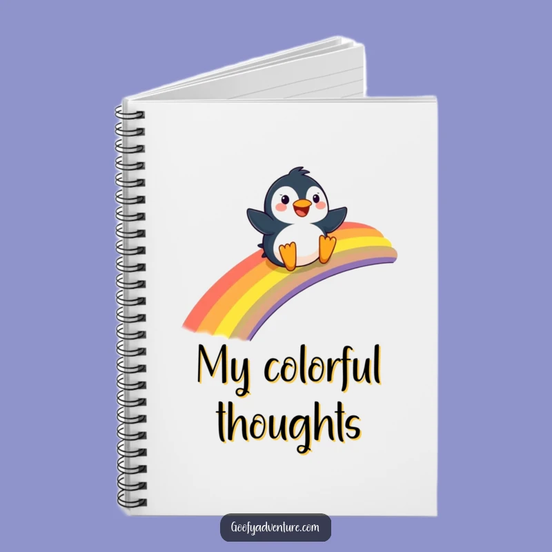 Funny Penguin Notebook - Joyful Rainbow Sliding Journal