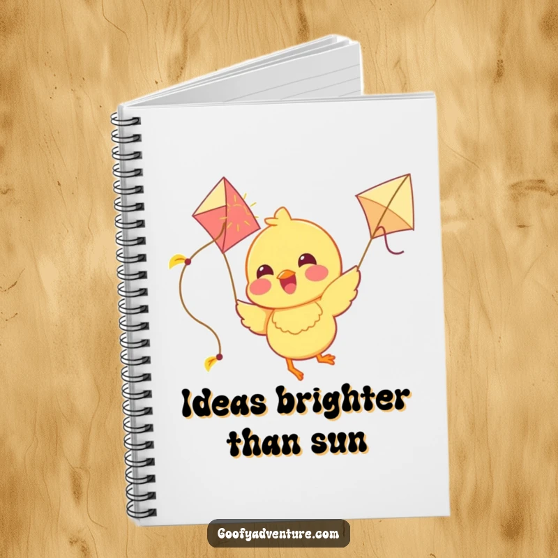 Funny Chick Notebook: A joyous chick flies with a kite made of sunshine, inspiring creativity and happy note-taking.
