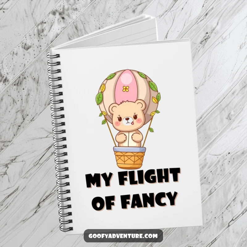 Funny Bear Adventure Notebook: Cute bear character in a hot air balloon, perfect for travel notes.