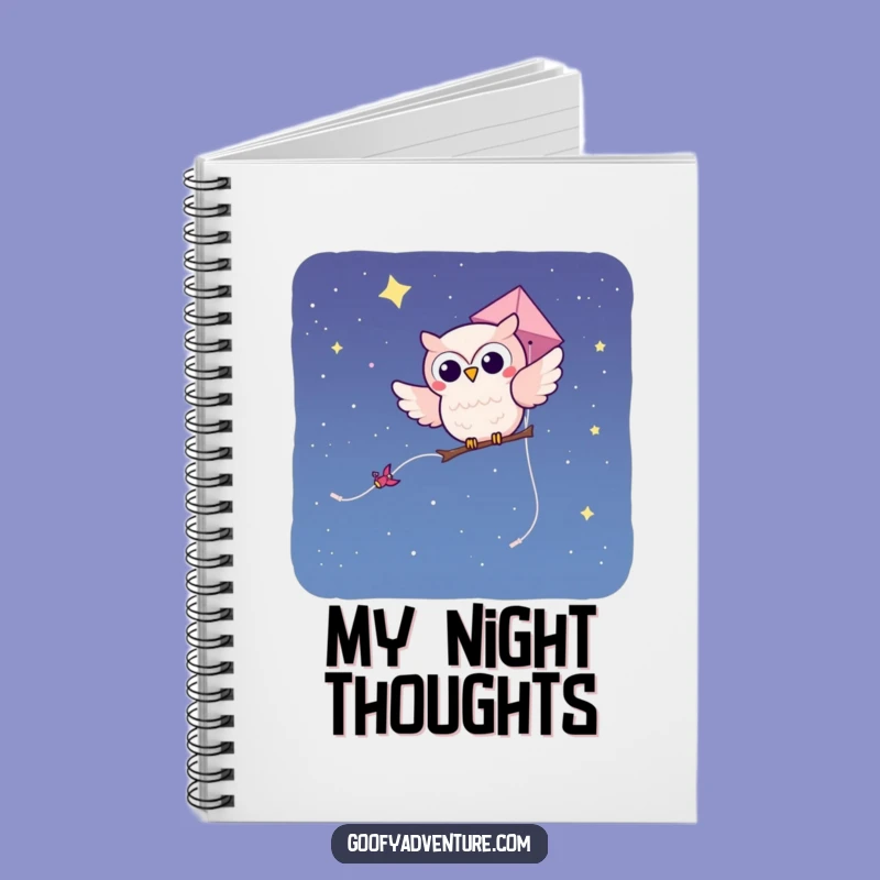 Funny Owl Kite Notebook - Jot Down Dreams Under a Whimsical Night Sky