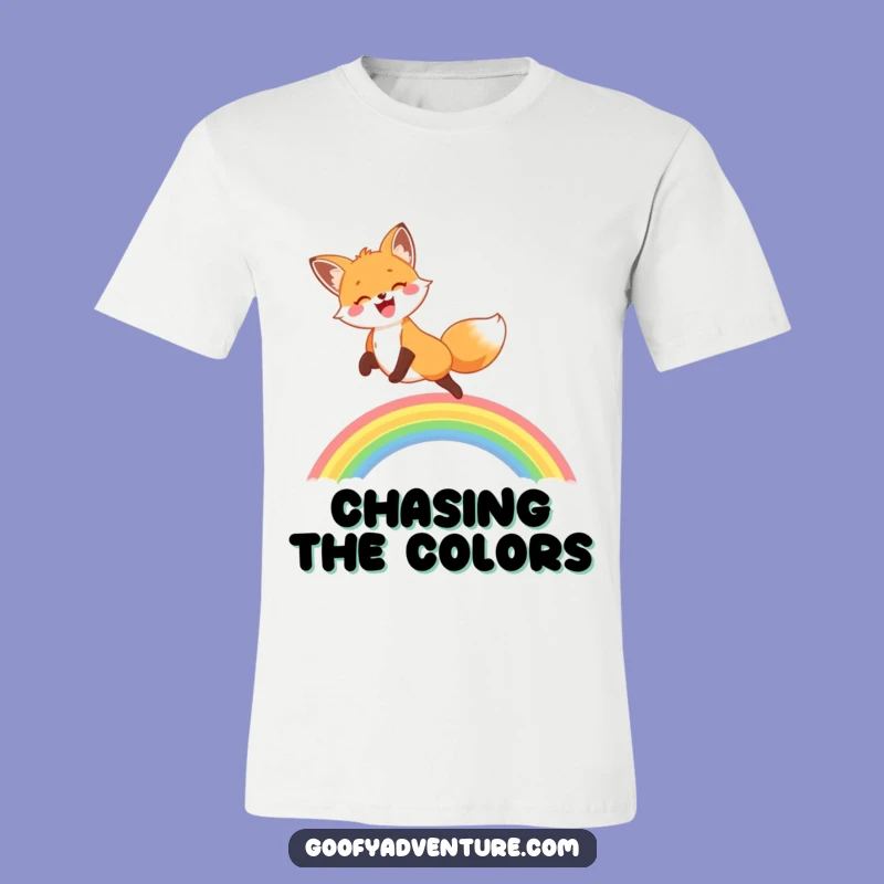Funny Fox Rainbow Leap T-Shirt: Joyful Animal Graphic Tee, Great Funny Gift