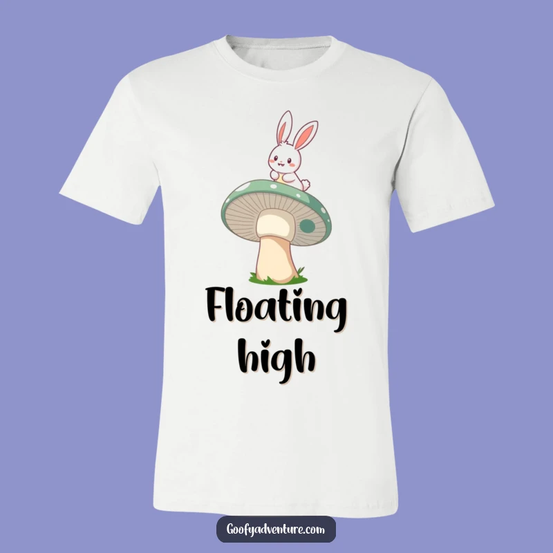 Funny Bunny Mushroom Rider T-Shirt: Magical Flight, Whimsical Adventure, Fun Tee