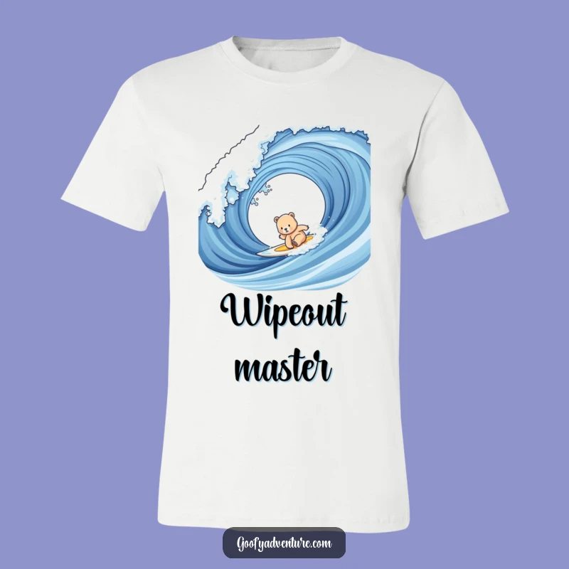 Funny Bear Cub Surfing T-Shirt: Cute Cub Tackles Giant Wave, Awesome Beach Gift!