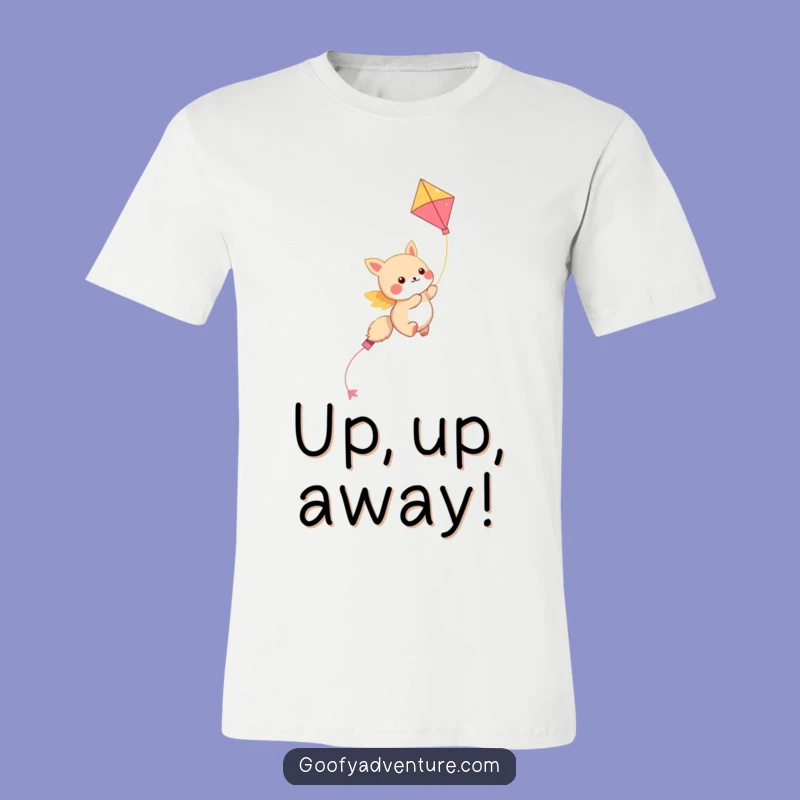 Funny Kawaii Animal Kite Shirt: Soaring Through Clouds, Hilarious Sky Adventure Gift
