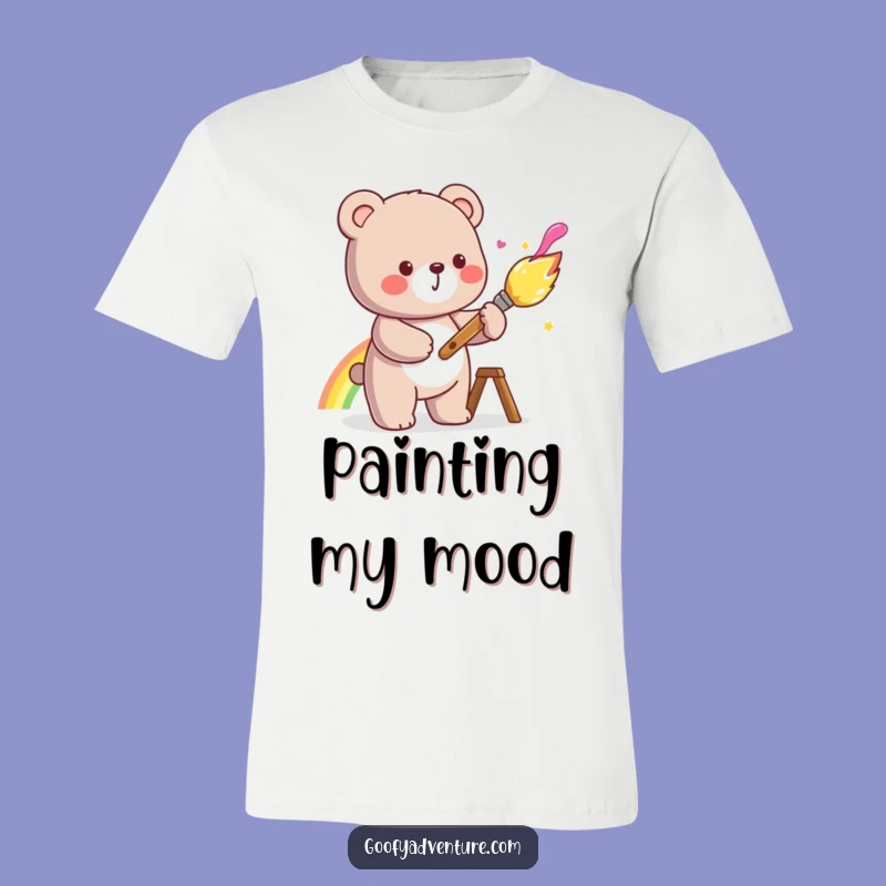 Funny Kawaii Bear Rainbow Painter T-Shirt - Cheerful Art Lover Tee