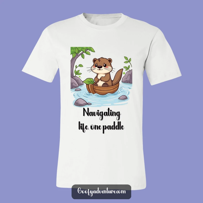 Funny Otter Leaf Boat T-Shirt: Hilarious River Adventure Apparel Gift