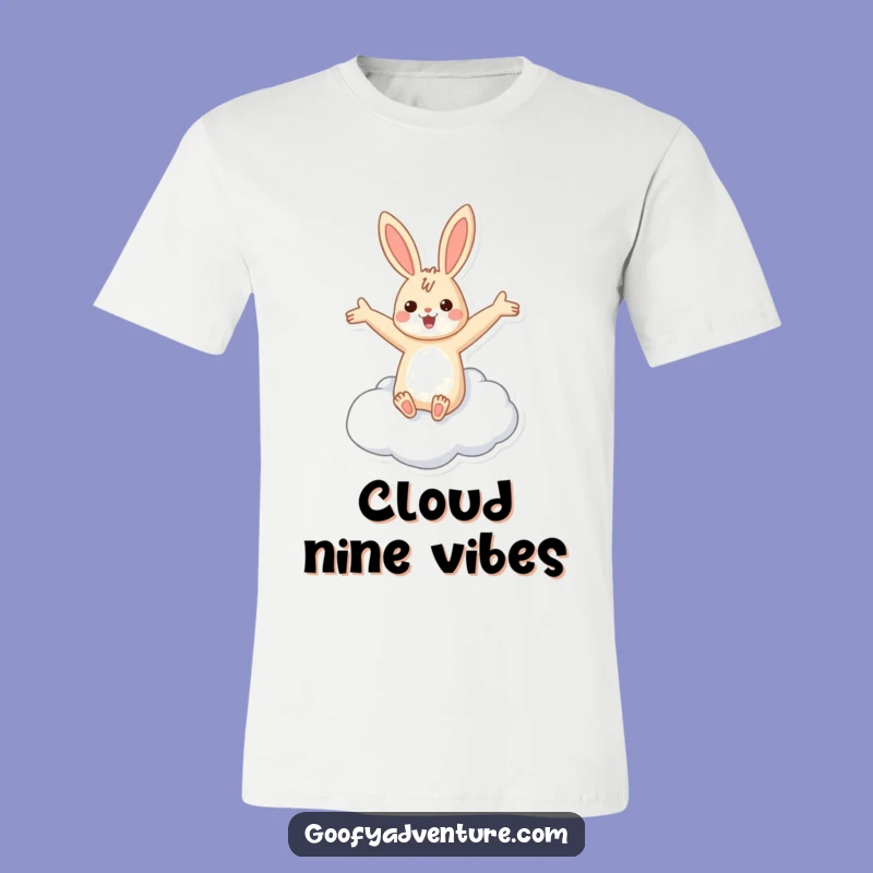 Funny Rabbit Flying Cloud T-Shirt: Cheerful Rabbit Soars, Awesome Whimsical Gift!
