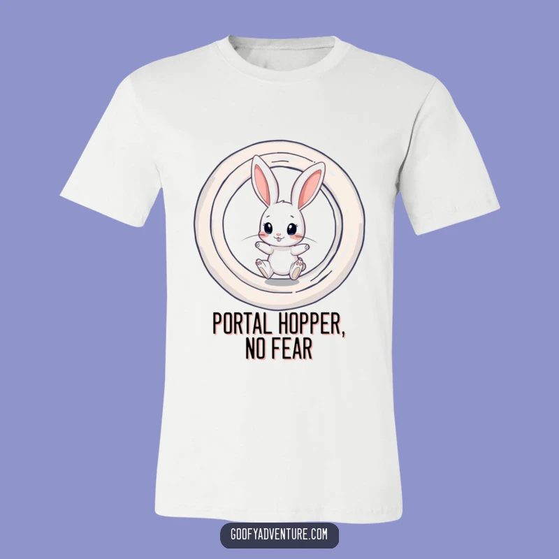 Funny Rabbit Portal T-Shirt: Curious Rabbit Adventure Tee, Whimsical Funny Gift!