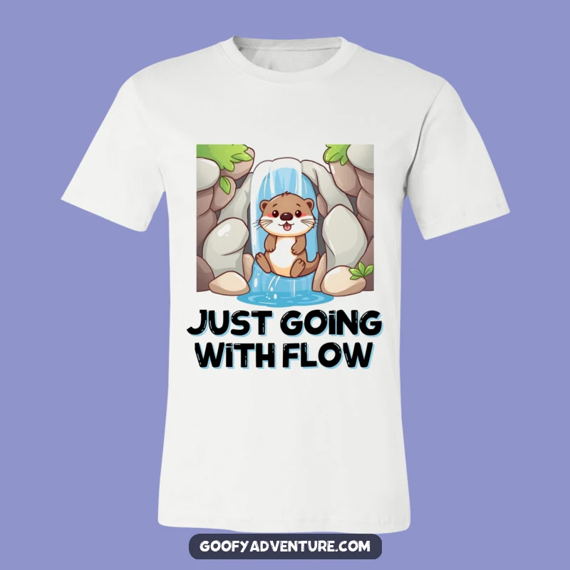 Funny Otter Waterfall Slide T-Shirt: Playful Character Tee, Great Funny Gift